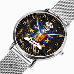 ScotsTee Shop Welsh Mytton lords of Mawddwy Coat of Arms Family Crest Wales Watch Ultra-thin Stainless Steel Quartz Watch
