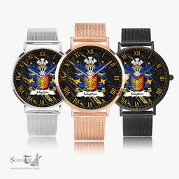 ScotsTee Shop Welsh Mytton lords of Mawddwy Coat of Arms Family Crest Wales Watch Ultra-thin Stainless Steel Quartz Watch