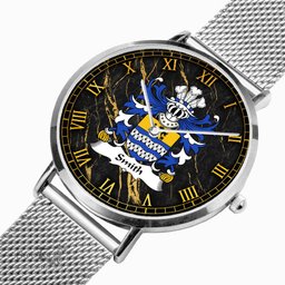 ScotsTee Shop Welsh Smith of Denbighshire Coat of Arms Family Crest Wales Watch Ultra-thin Stainless Steel Quartz Watch