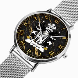 ScotsTee Shop Welsh Laurens AP WILLIAM AP DAFYDD Coat of Arms Family Crest Wales Watch Ultra-thin Stainless Steel Quartz Watch