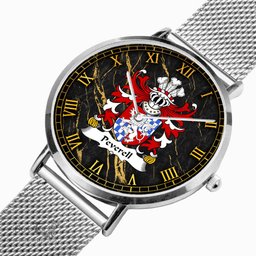 ScotsTee Shop Welsh Peverell of Pembrokeshire Coat of Arms Family Crest Wales Watch Ultra-thin Stainless Steel Quartz Watch
