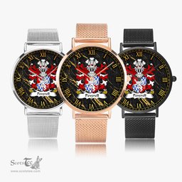 ScotsTee Shop Welsh Peverell of Pembrokeshire Coat of Arms Family Crest Wales Watch Ultra-thin Stainless Steel Quartz Watch
