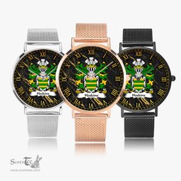 ScotsTee Shop Welsh Hoskins of Monmouthshire Coat of Arms Family Crest Wales Watch Ultra-thin Stainless Steel Quartz Watch