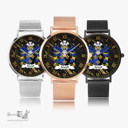 ScotsTee Shop Welsh Seisyll AP DYFNWAL Coat of Arms Family Crest Wales Watch Ultra-thin Stainless Steel Quartz Watch