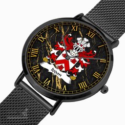ScotsTee Shop Welsh Iddon AP RHYS SAIS Coat of Arms Family Crest Wales Watch Ultra-thin Stainless Steel Quartz Watch