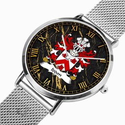ScotsTee Shop Welsh Iddon AP RHYS SAIS Coat of Arms Family Crest Wales Watch Ultra-thin Stainless Steel Quartz Watch