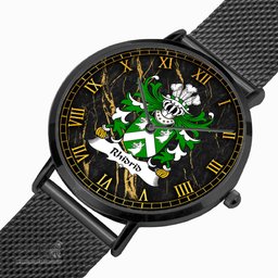 ScotsTee Shop Welsh Rhidrid FLAIDD of Penllyn Merionethshire Coat of Arms Family Crest Wales Watch Ultra-thin Stainless Steel Quartz Watch