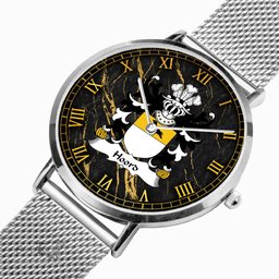 ScotsTee Shop Welsh Hoord Daughter m. Gruffudd Kynaston Coat of Arms Family Crest Wales Watch Ultra-thin Stainless Steel Quartz Watch