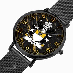 ScotsTee Shop Welsh Hoord Daughter m. Gruffudd Kynaston Coat of Arms Family Crest Wales Watch Ultra-thin Stainless Steel Quartz Watch