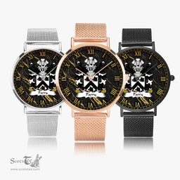 ScotsTee Shop Welsh Parry of Basinwerk Flint Coat of Arms Family Crest Wales Watch Ultra-thin Stainless Steel Quartz Watch
