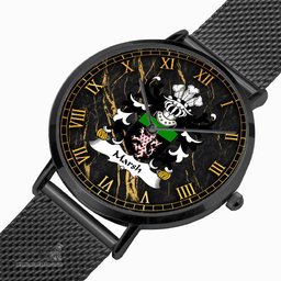 ScotsTee Shop Welsh Marsh of Flint Coat of Arms Family Crest Wales Watch Ultra-thin Stainless Steel Quartz Watch