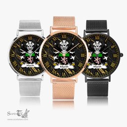 ScotsTee Shop Welsh Marsh of Flint Coat of Arms Family Crest Wales Watch Ultra-thin Stainless Steel Quartz Watch