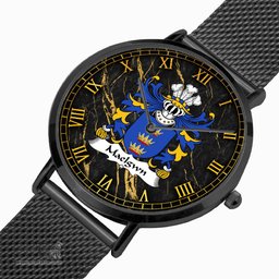ScotsTee Shop Welsh Maelgwn GWYNEDD King of Gwynedd Coat of Arms Family Crest Wales Watch Ultra-thin Stainless Steel Quartz Watch
