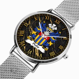 ScotsTee Shop Welsh Philip Sir AP RHYS Breconshire Coat of Arms Family Crest Wales Watch Ultra-thin Stainless Steel Quartz Watch