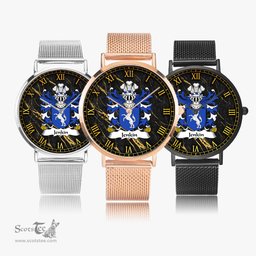 ScotsTee Shop Welsh Jenkin AP RHYS AP GRUFFUDD Coat of Arms Family Crest Wales Watch Ultra-thin Stainless Steel Quartz Watch