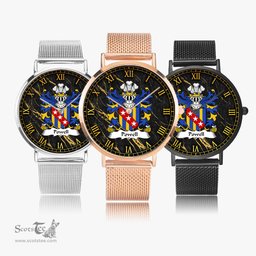 ScotsTee Shop Welsh Powell or POUUEL Sir Hywel ap Hywel Coat of Arms Family Crest Wales Watch Ultra-thin Stainless Steel Quartz Watch