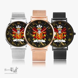 ScotsTee Shop Welsh Hywel DDA or Howell King of Wales Coat of Arms Family Crest Wales Watch Ultra-thin Stainless Steel Quartz Watch