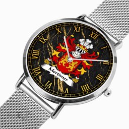 ScotsTee Shop Welsh Mortimer Baron of Coedmor Cardiganshire Coat of Arms Family Crest Wales Watch Ultra-thin Stainless Steel Quartz Watch