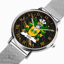 ScotsTee Shop Welsh Uthr PENDRAGON Father of King Arhtur Coat of Arms Family Crest Wales Watch Ultra-thin Stainless Steel Quartz Watch
