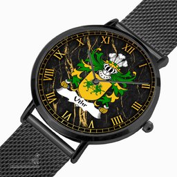 ScotsTee Shop Welsh Uthr PENDRAGON Father of King Arhtur Coat of Arms Family Crest Wales Watch Ultra-thin Stainless Steel Quartz Watch