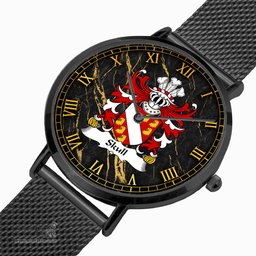 ScotsTee Shop Welsh Skull of Breconshire Coat of Arms Family Crest Wales Watch Ultra-thin Stainless Steel Quartz Watch