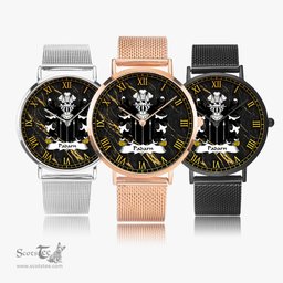 ScotsTee Shop Welsh Padarn PEISRUDD Coat of Arms Family Crest Wales Watch Ultra-thin Stainless Steel Quartz Watch