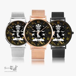 ScotsTee Shop Welsh John AP HARRY AP LLYWELYN Coat of Arms Family Crest Wales Watch Ultra-thin Stainless Steel Quartz Watch