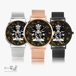 ScotsTee Shop Welsh Robert AP HYWEL Denbighshire Coat of Arms Family Crest Wales Watch Ultra-thin Stainless Steel Quartz Watch