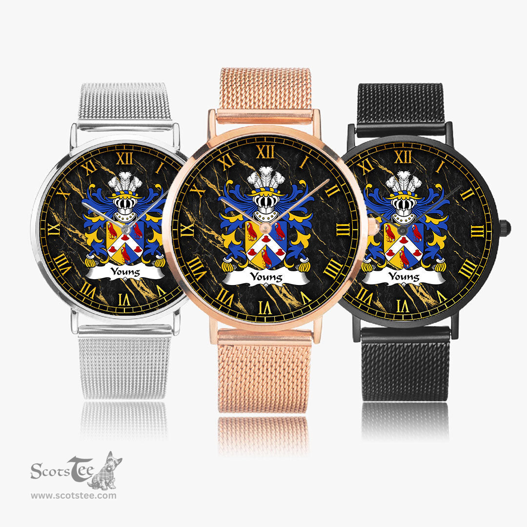 ScotsTee Shop Welsh Young Bishop of St. Davids Coat of Arms Family Crest Wales Watch Ultra-thin Stainless Steel Quartz Watch