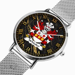 ScotsTee Shop Welsh Whitaker of Denbighshire Coat of Arms Family Crest Wales Watch Ultra-thin Stainless Steel Quartz Watch