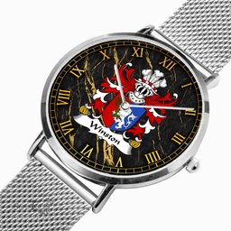 ScotsTee Shop Welsh Winston of Trewyn Monmouthshire Coat of Arms Family Crest Wales Watch Ultra-thin Stainless Steel Quartz Watch