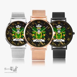 ScotsTee Shop Welsh Wilkins of Glamorgan Coat of Arms Family Crest Wales Watch Ultra-thin Stainless Steel Quartz Watch