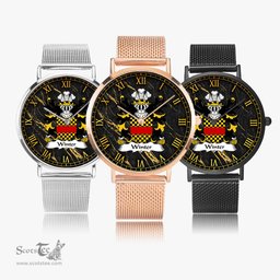 ScotsTee Shop Welsh Winter of Llan gain Carmenthenshire Coat of Arms Family Crest Wales Watch Ultra-thin Stainless Steel Quartz Watch