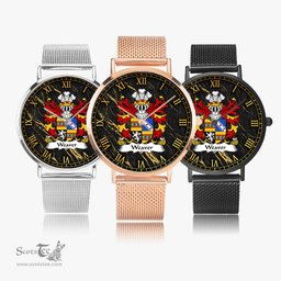 ScotsTee Shop Welsh Weaver or Wever of Radnorshire Coat of Arms Family Crest Wales Watch Ultra-thin Stainless Steel Quartz Watch
