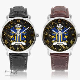 ScotsTee Shop Welsh Andros or Andrews Coat of Arms Family Crest Wales Watch Instafamous Wide Type Quartz Watch