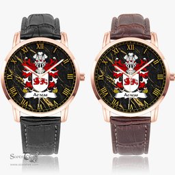 ScotsTee Shop Welsh Aeneas YSGWYDDWYN Coat of Arms Family Crest Wales Watch Instafamous Wide Type Quartz Watch