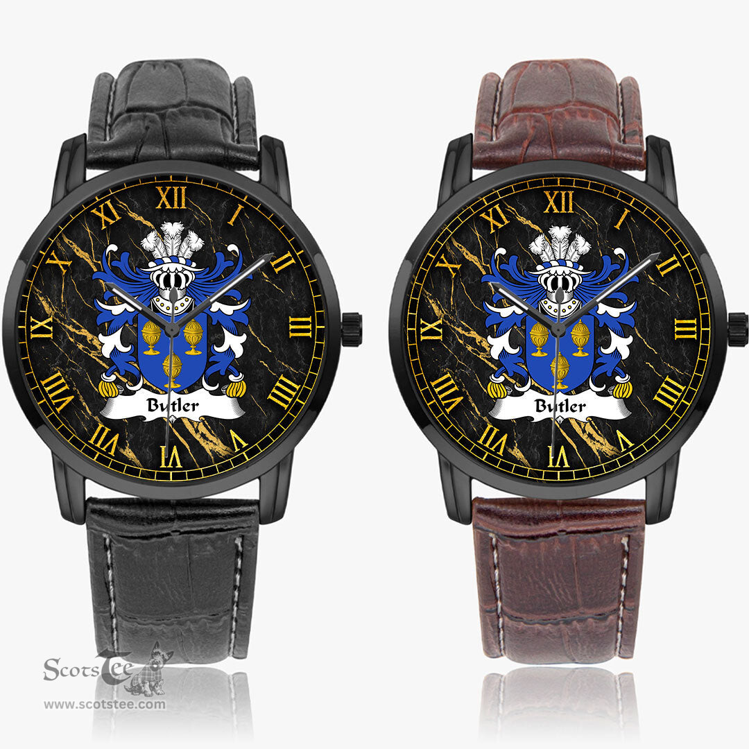 ScotsTee Shop Welsh Butler or le Boteler of Glamorgan Coat of Arms Family Crest Wales Watch Instafamous Wide Type Quartz Watch