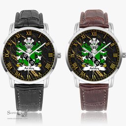 ScotsTee Shop Welsh Ashley Caernarfon Coat of Arms Family Crest Wales Watch Instafamous Wide Type Quartz Watch