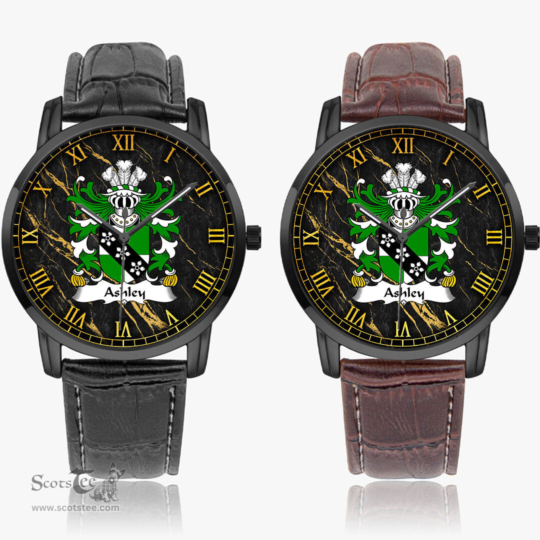 ScotsTee Shop Welsh Ashley Caernarfon Coat of Arms Family Crest Wales Watch Instafamous Wide Type Quartz Watch