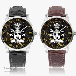 ScotsTee Shop Welsh Bledri AP CYDIFOR Coat of Arms Family Crest Wales Watch Instafamous Wide Type Quartz Watch