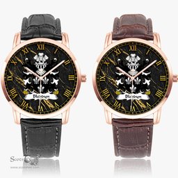 ScotsTee Shop Welsh Bleddyn AP BLEDRUS Coat of Arms Family Crest Wales Watch Instafamous Wide Type Quartz Watch