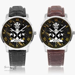 ScotsTee Shop Welsh Aeddan AP GWAITHFOED Coat of Arms Family Crest Wales Watch Instafamous Wide Type Quartz Watch