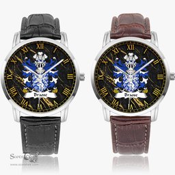 ScotsTee Shop Welsh Braose or Brewis Lords of Brecon Coat of Arms Family Crest Wales Watch Instafamous Wide Type Quartz Watch