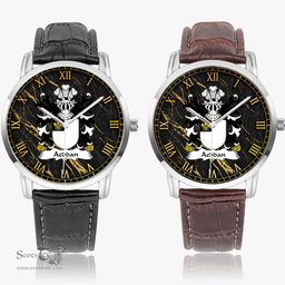 ScotsTee Shop Welsh Aeddan AP SEYSSYLLT Coat of Arms Family Crest Wales Watch Instafamous Wide Type Quartz Watch