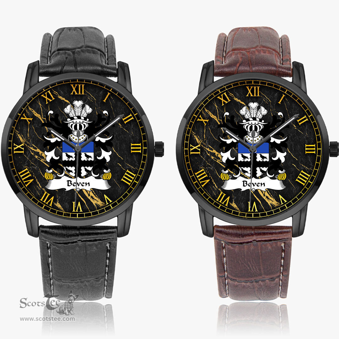 ScotsTee Shop Welsh Beven or Bevan Coat of Arms Family Crest Wales Watch Instafamous Wide Type Quartz Watch