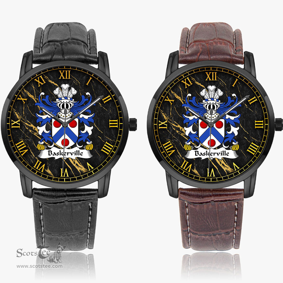 ScotsTee Shop Welsh Baskerville of Eardisley Herefordshire Coat of Arms Family Crest Wales Watch Instafamous Wide Type Quartz Watch