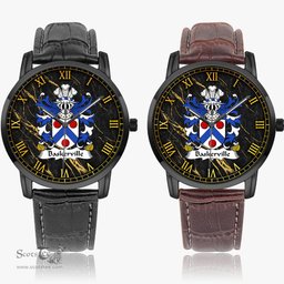 ScotsTee Shop Welsh Baskerville of Eardisley Herefordshire Coat of Arms Family Crest Wales Watch Instafamous Wide Type Quartz Watch