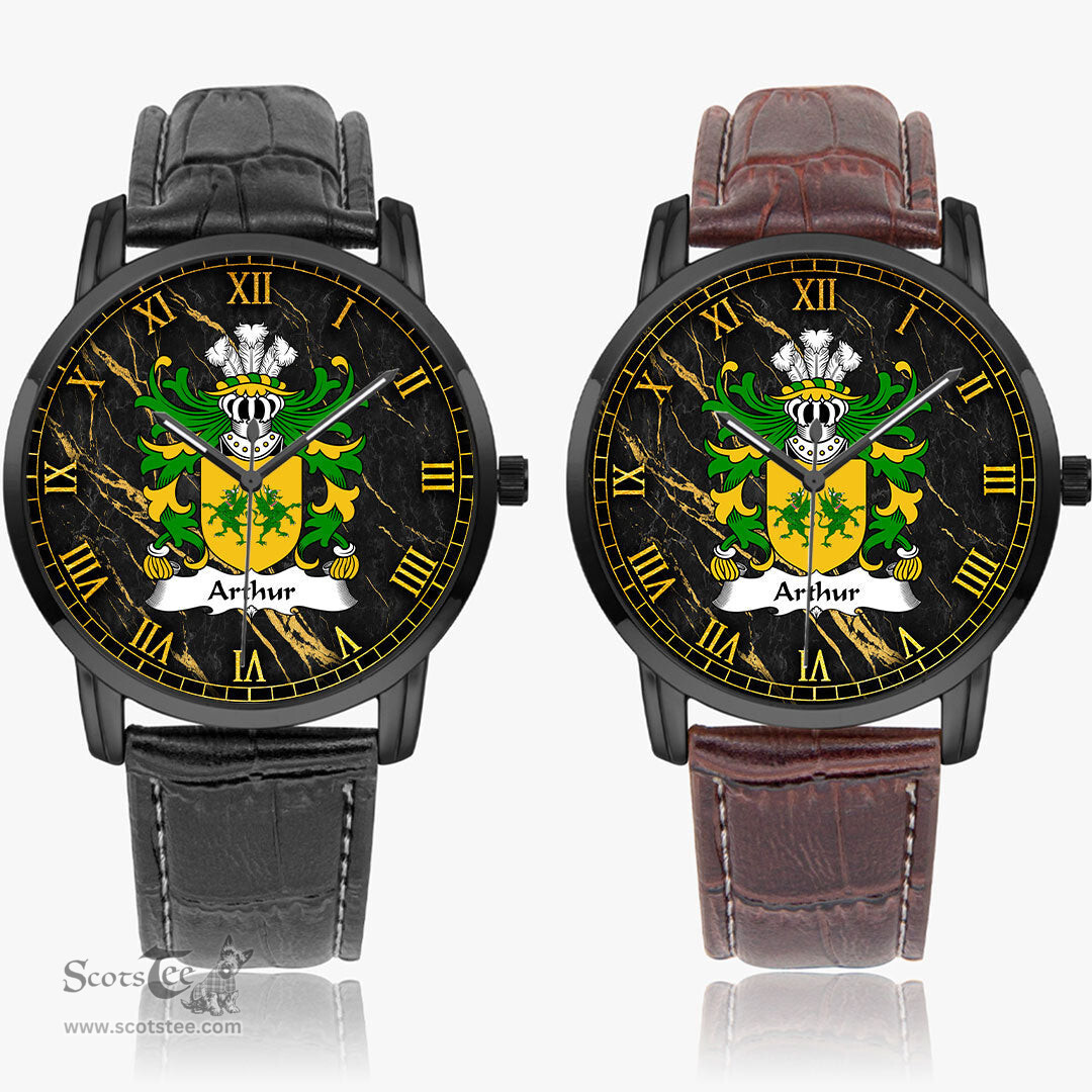 ScotsTee Shop Welsh Arthur I ab uthr pendragon King Arthur Coat of Arms Family Crest Wales Watch Instafamous Wide Type Quartz Watch