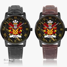 ScotsTee Shop Welsh Audley Lords of Cemais Coat of Arms Family Crest Wales Watch Instafamous Wide Type Quartz Watch