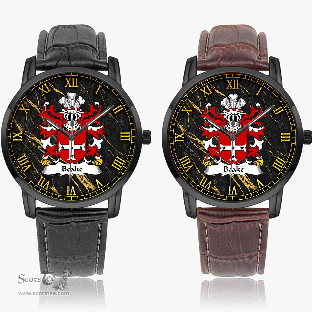 ScotsTee Shop Welsh Beake of Caernarfon Coat of Arms Family Crest Wales Watch Instafamous Wide Type Quartz Watch